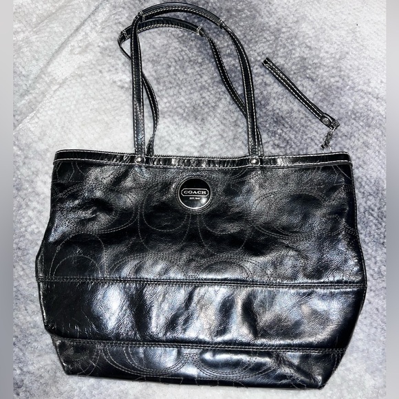 Coach leather C stitch monagram bag - Picture 1 of 4